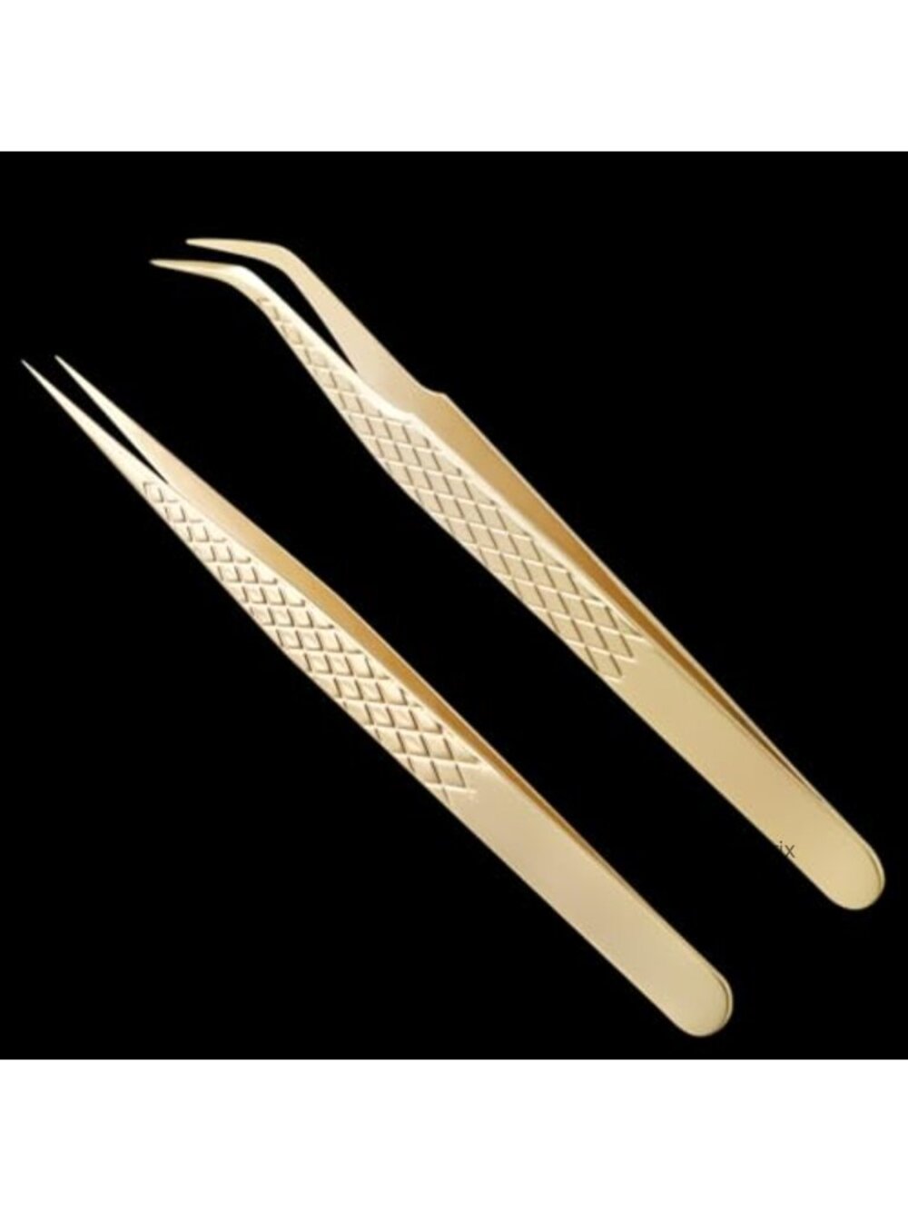 Stainless Steel Eyelash Extension Tweezers Set 2 PCS Pointed Curved Precision